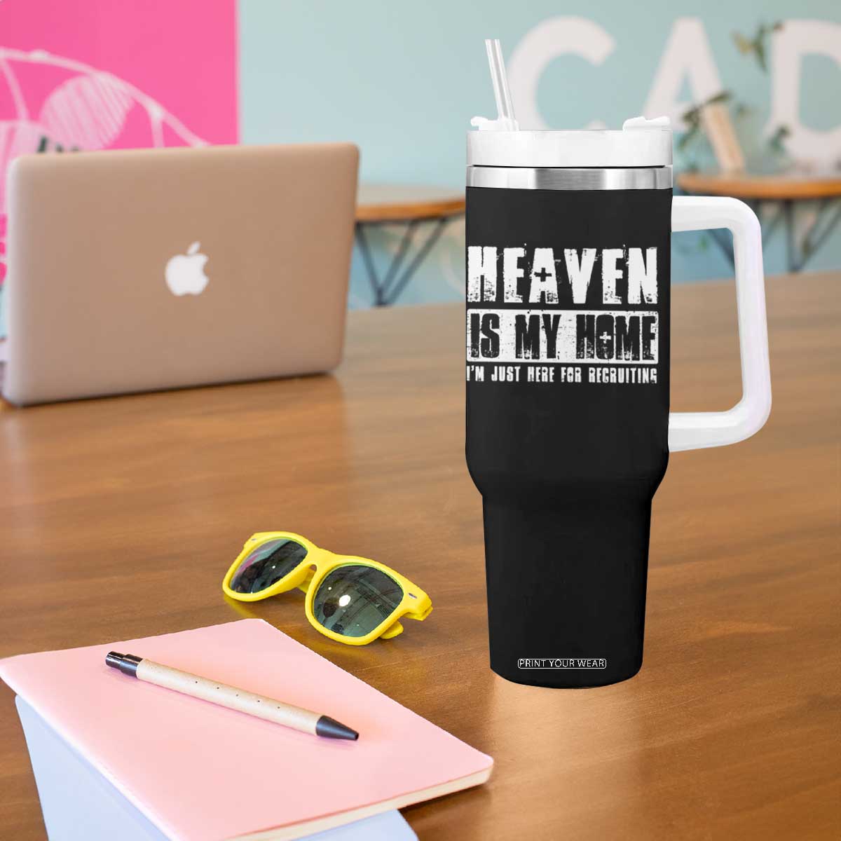 Funny Christian Tumbler With Handle Heaven Is My Home Religious Jesus TS09 Print Your Wear