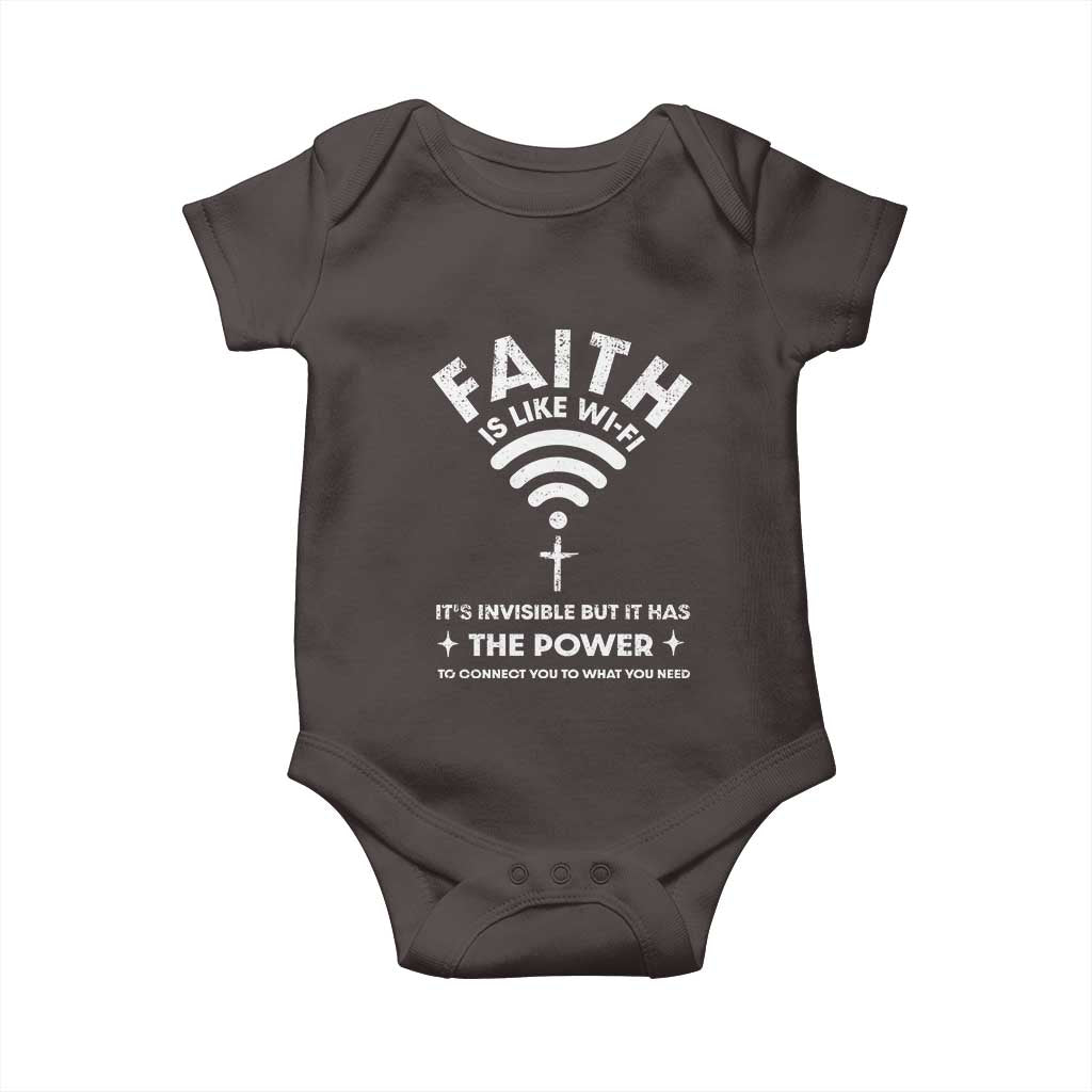 Funny Christian Baby Onesie Faith Is Like Wifi TS09 Dark Chocolate Print Your Wear