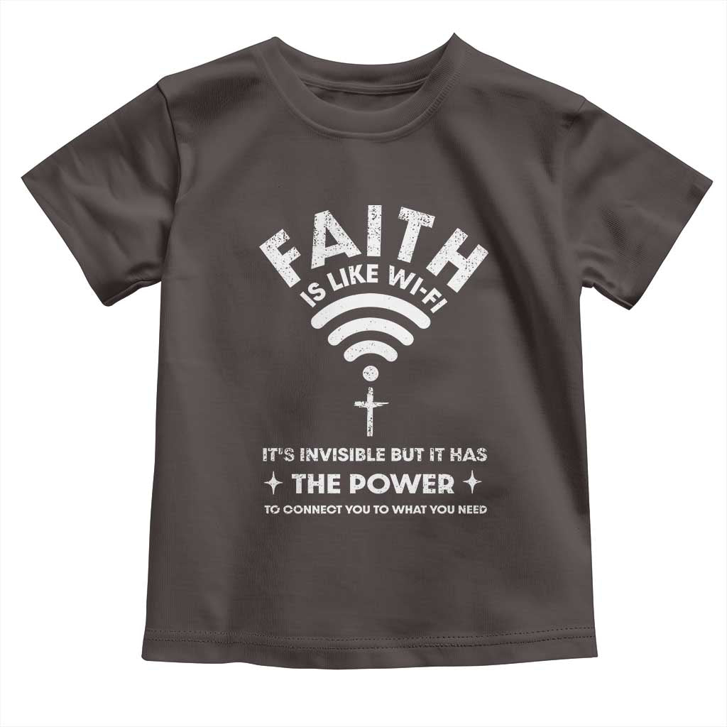 Funny Christian Baby Shirt Faith Is Like Wifi TS09 Dark Chocolate Print Your Wear