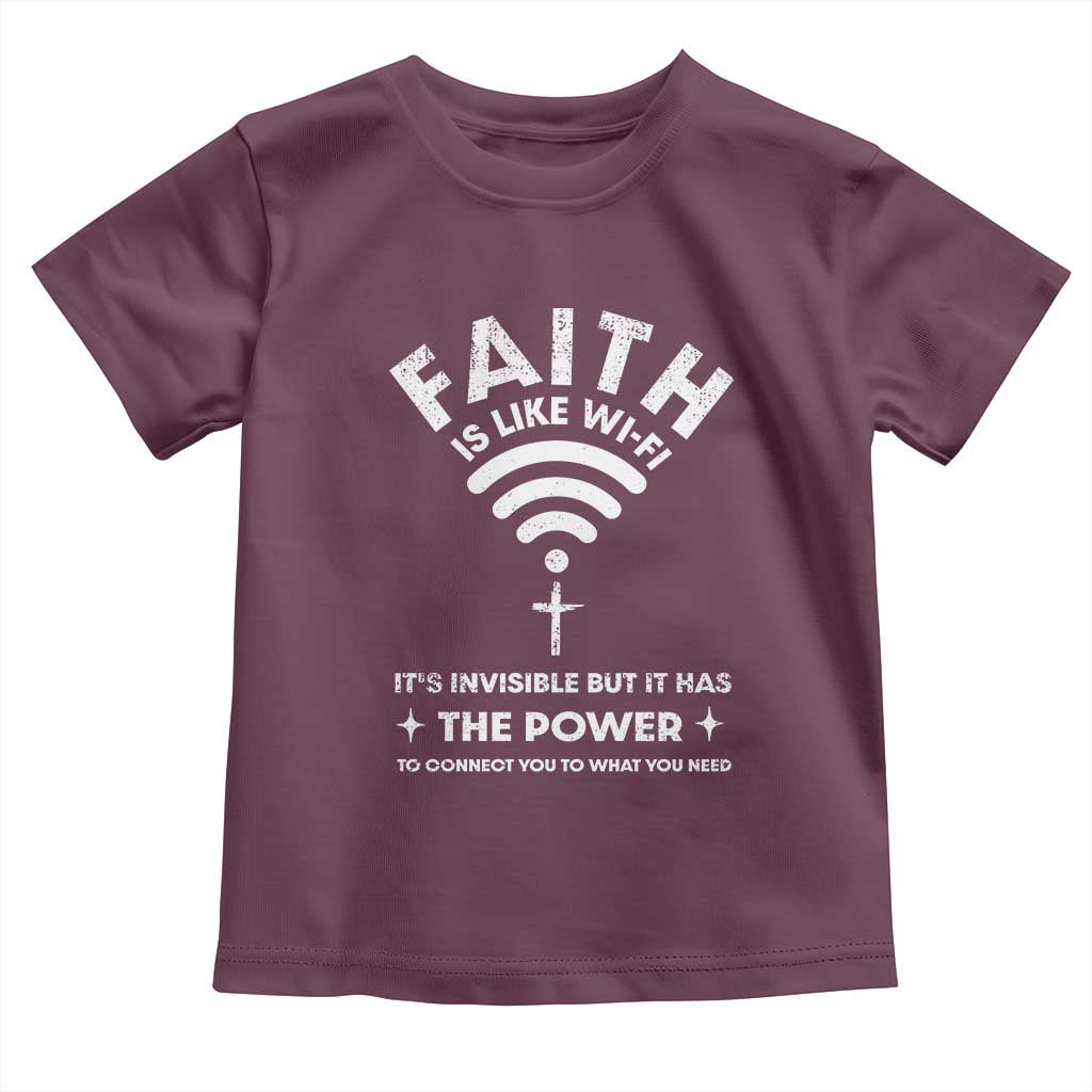 Funny Christian Baby Shirt Faith Is Like Wifi TS09 Maroon Print Your Wear