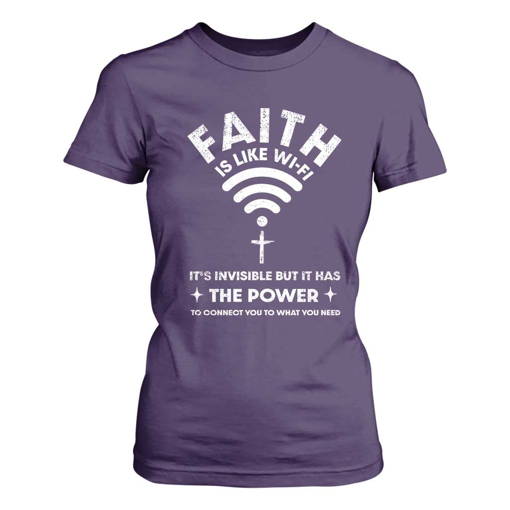 Funny Christian T Shirt For Women Faith Is Like Wifi TS09 Purple Print Your Wear