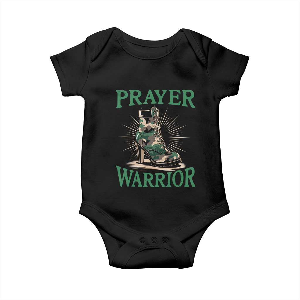 Prayer Warrior Baby Onesie Camo Heels Christian Pray TS09 Black Print Your Wear