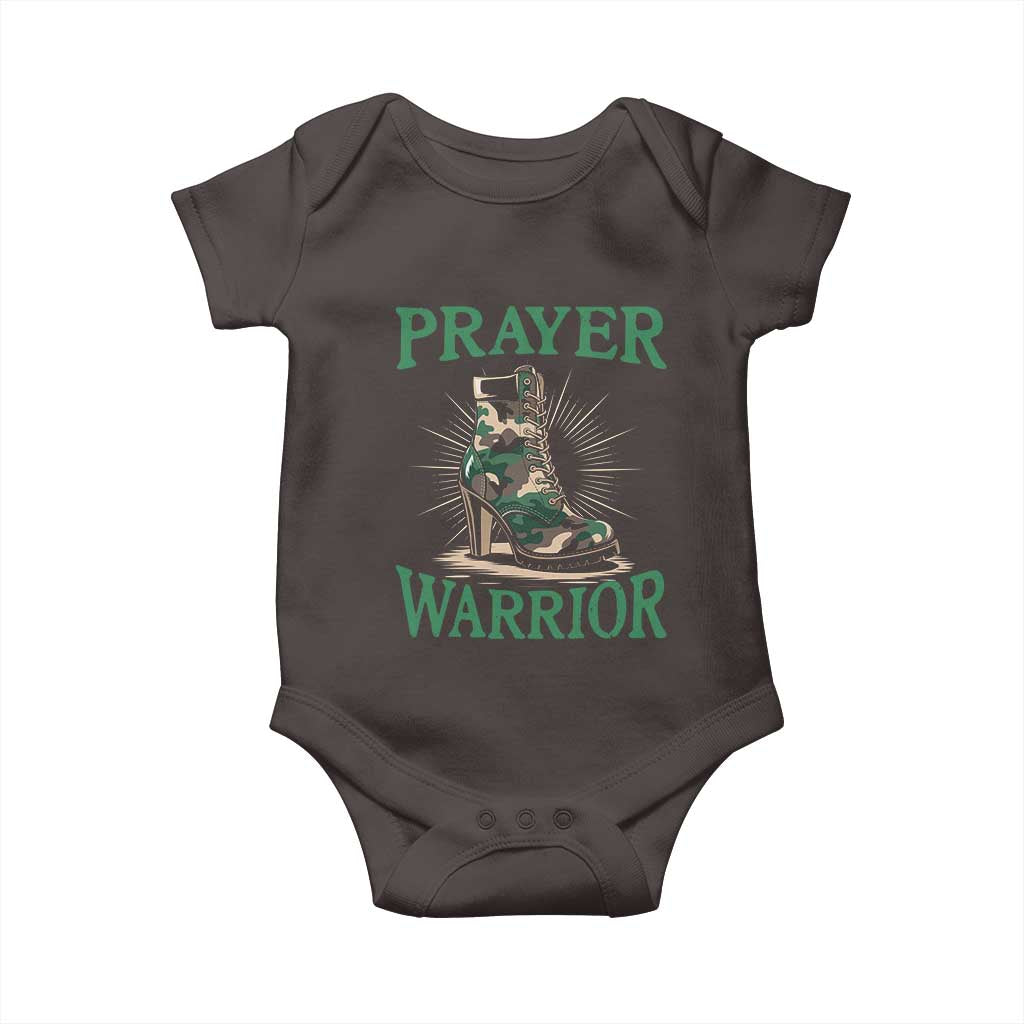 Prayer Warrior Baby Onesie Camo Heels Christian Pray TS09 Dark Chocolate Print Your Wear