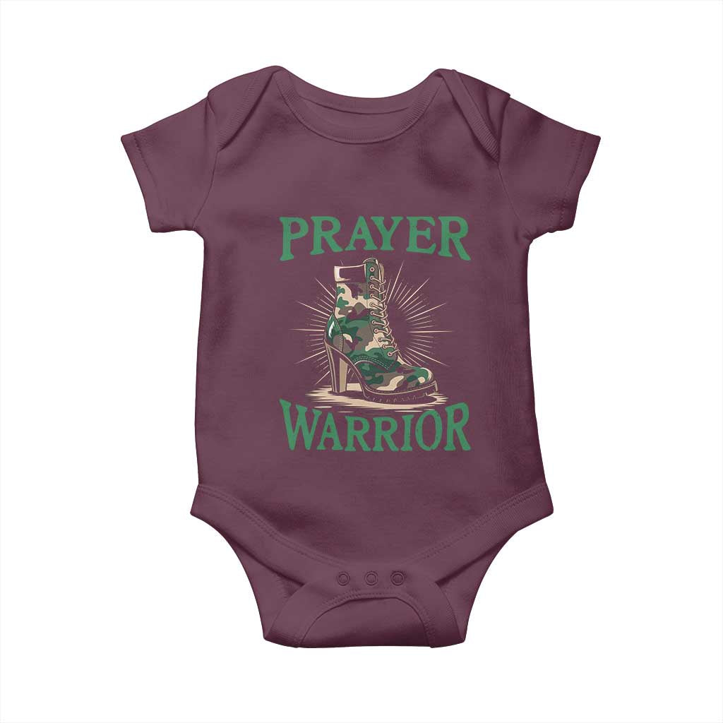 Prayer Warrior Baby Onesie Camo Heels Christian Pray TS09 Maroon Print Your Wear