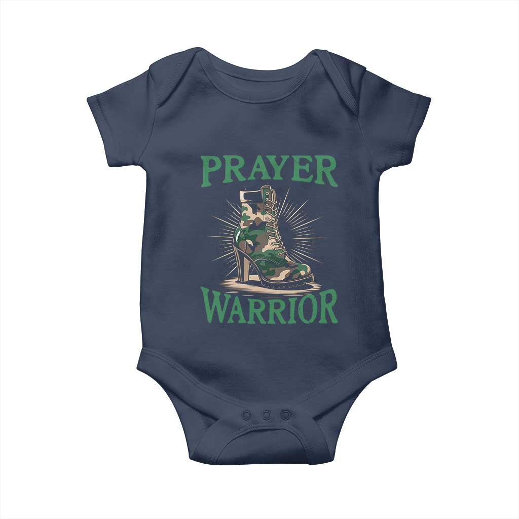 Prayer Warrior Baby Onesie Camo Heels Christian Pray TS09 Navy Print Your Wear