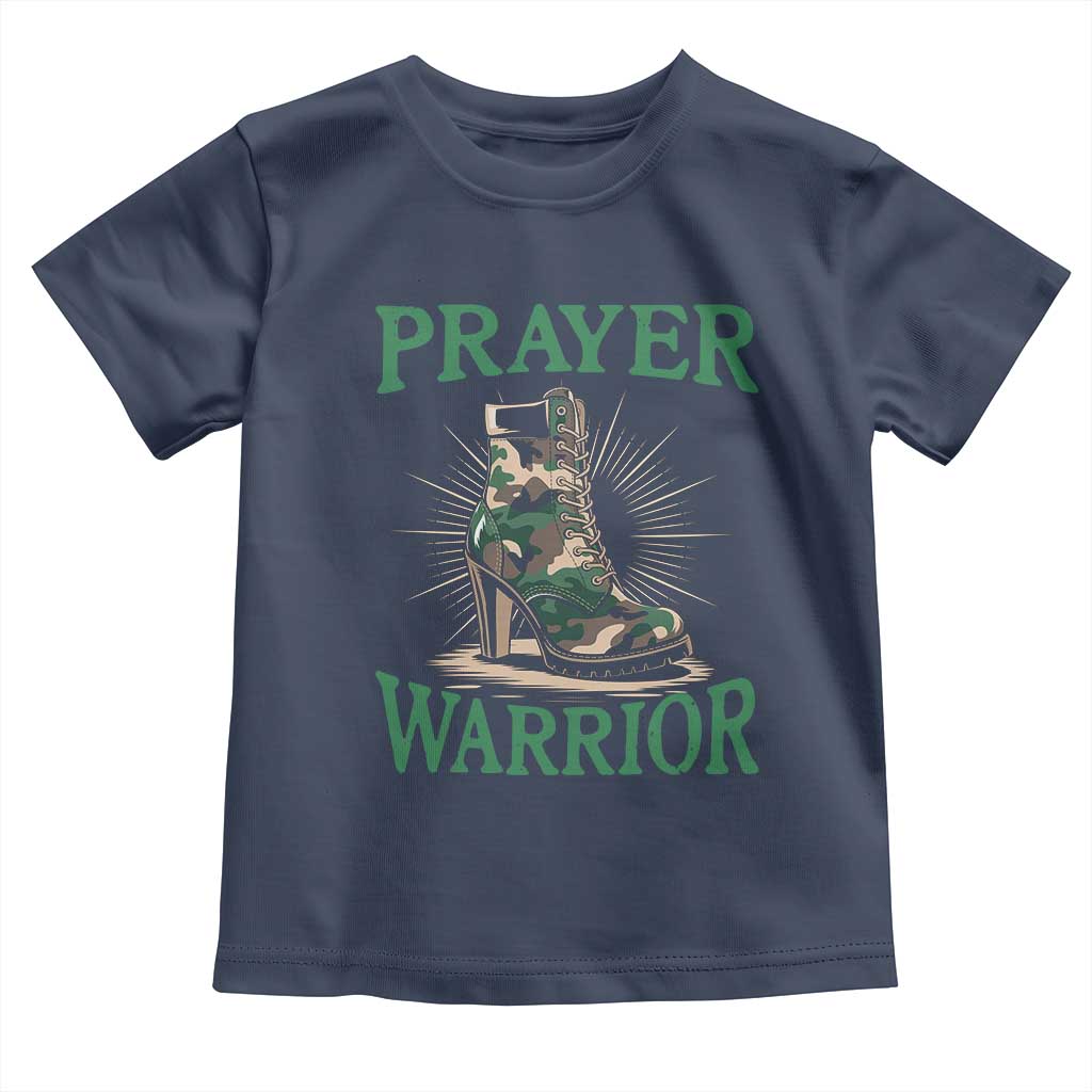 Prayer Warrior Baby Shirt Camo Heels Christian Pray TS09 Navy Print Your Wear