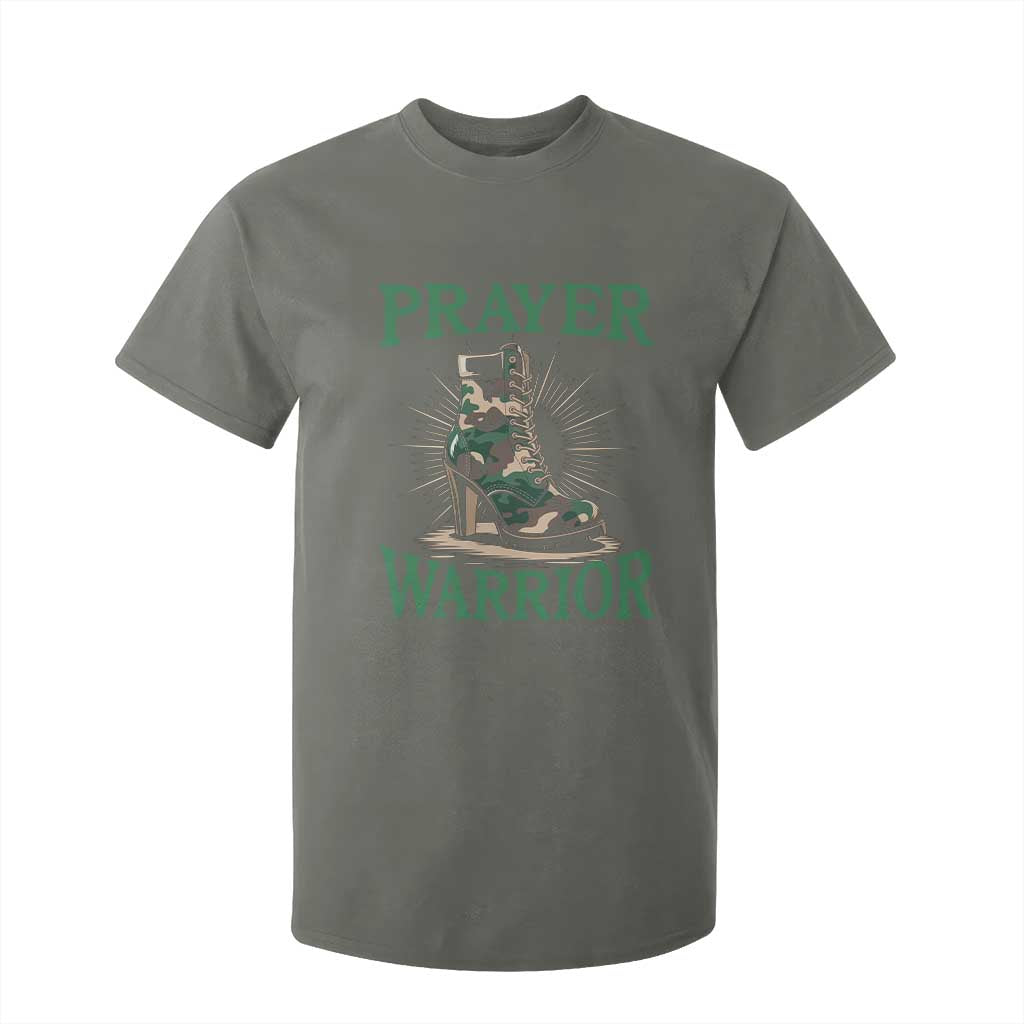 Prayer Warrior T Shirt For Kid Camo Heels Christian Pray TS09 Military Green Print Your Wear
