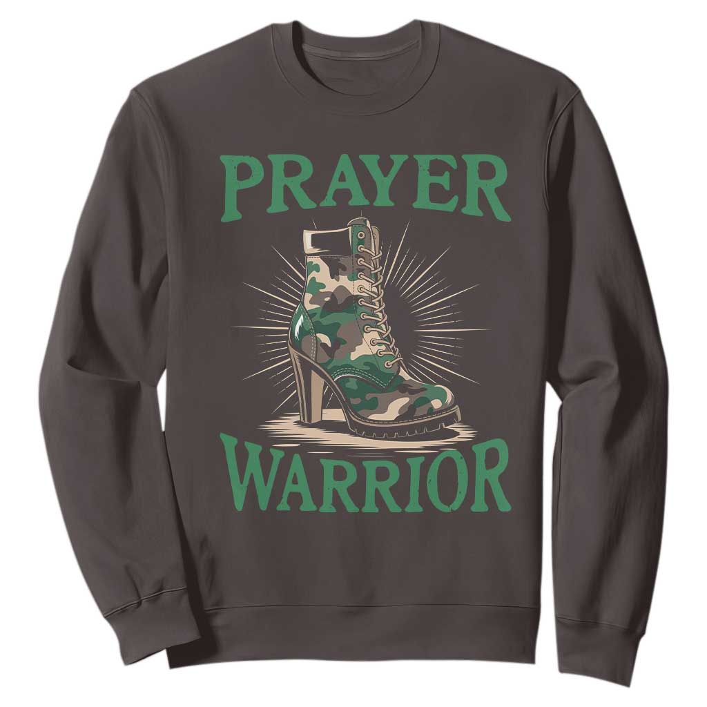 Prayer Warrior Sweatshirt Camo Heels Christian Pray TS09 Dark Chocolate Print Your Wear