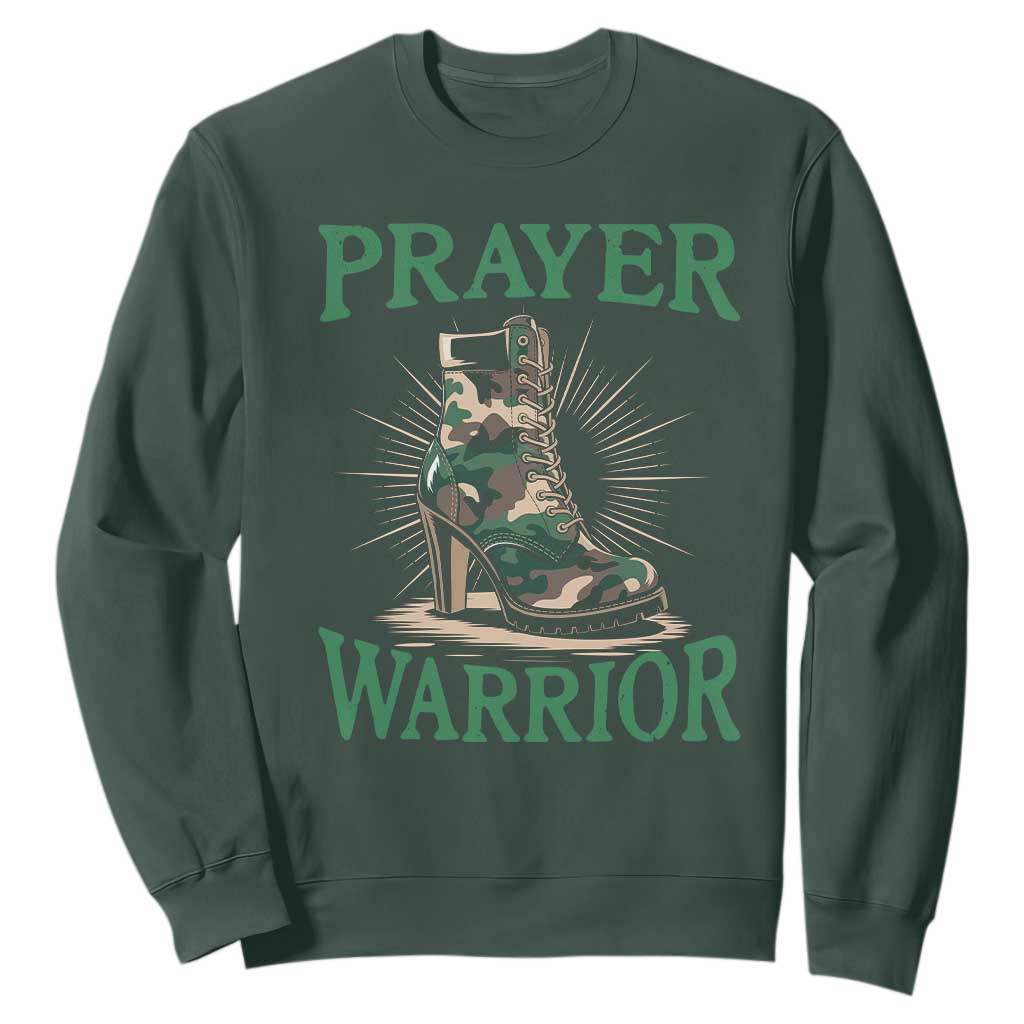 Prayer Warrior Sweatshirt Camo Heels Christian Pray TS09 Dark Forest Green Print Your Wear