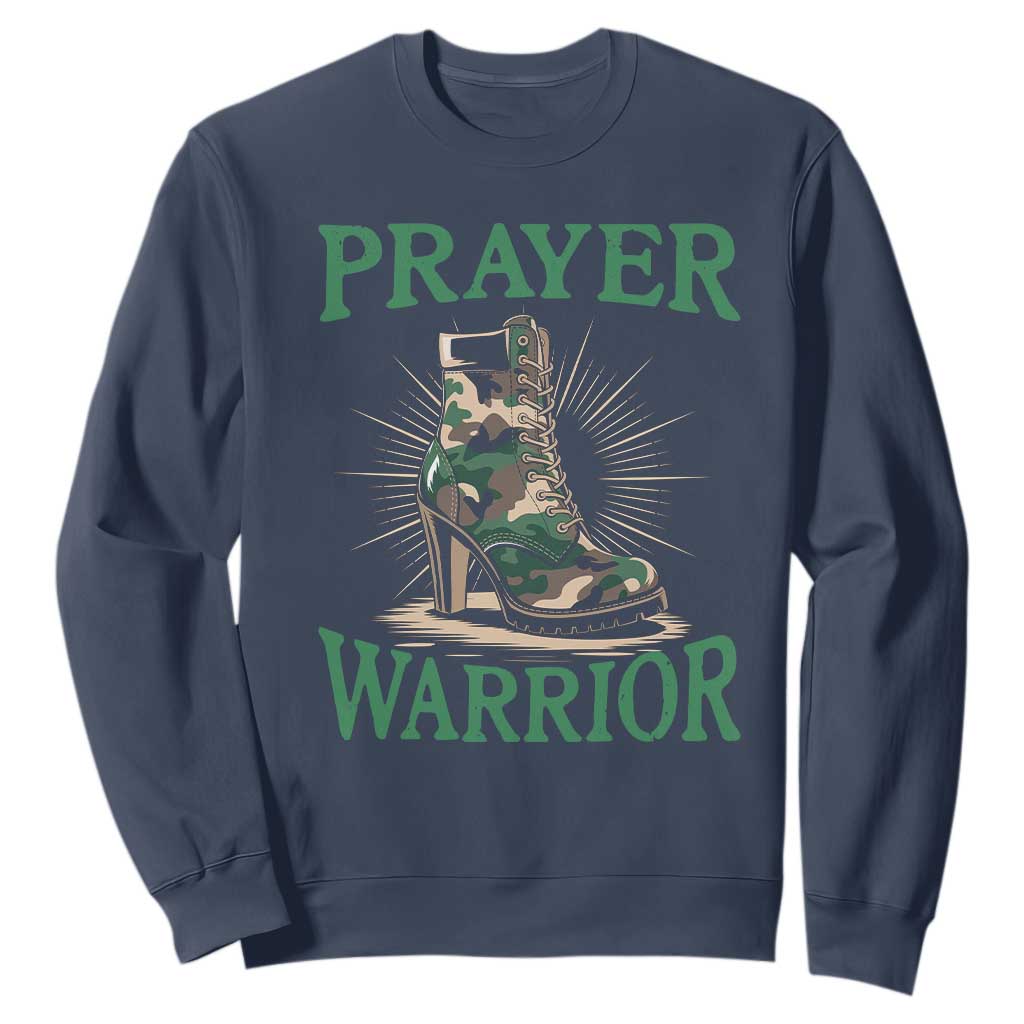 Prayer Warrior Sweatshirt Camo Heels Christian Pray TS09 Navy Print Your Wear