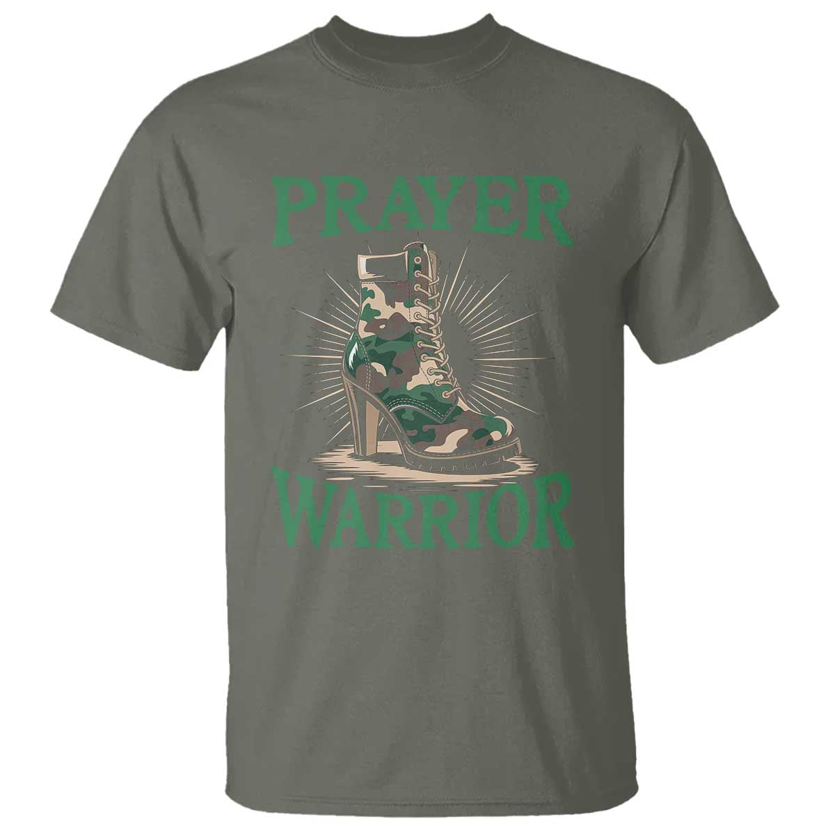 Prayer Warrior T Shirt Camo Heels Christian Pray TS09 Military Green Print Your Wear
