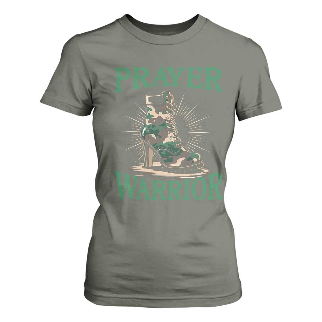 Prayer Warrior T Shirt For Women Camo Heels Christian Pray TS09 Military Green Print Your Wear