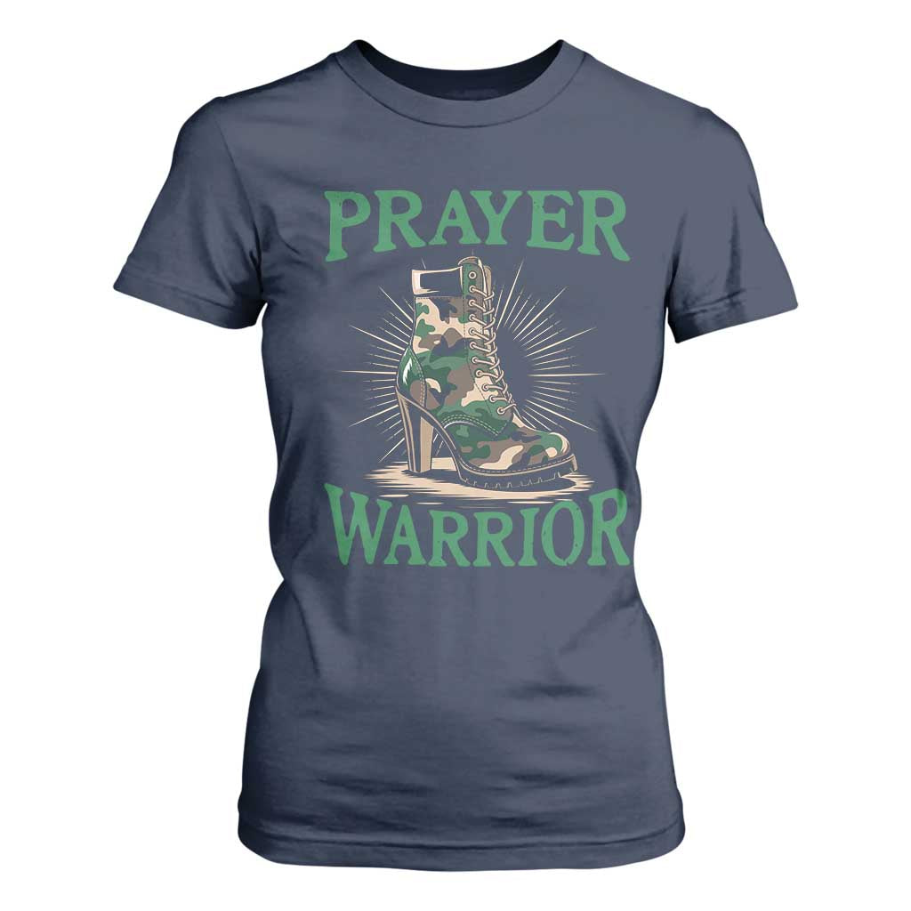 Prayer Warrior T Shirt For Women Camo Heels Christian Pray TS09 Navy Print Your Wear