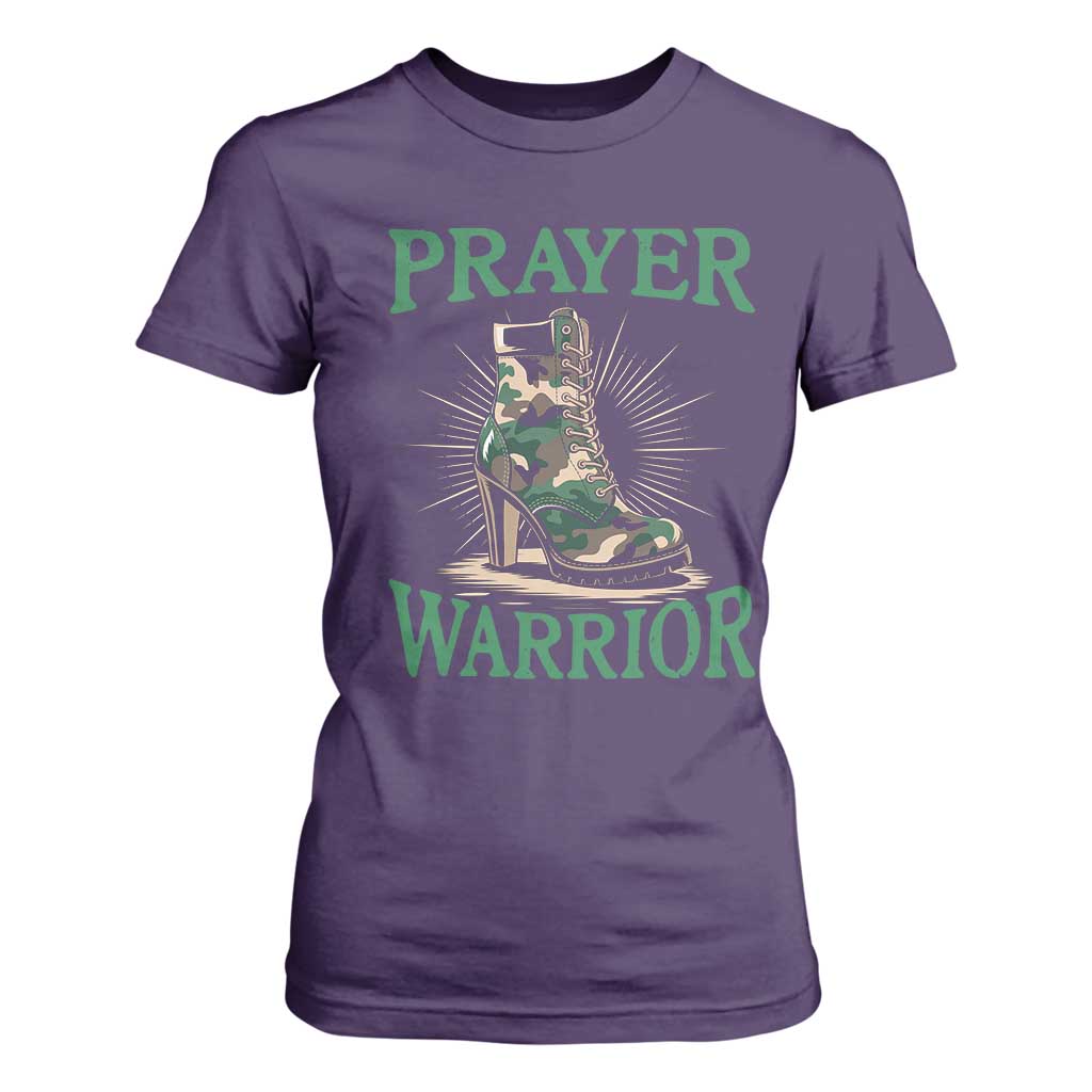 Prayer Warrior T Shirt For Women Camo Heels Christian Pray TS09 Purple Print Your Wear