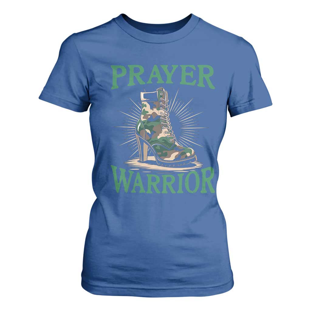 Prayer Warrior T Shirt For Women Camo Heels Christian Pray TS09 Royal Blue Print Your Wear