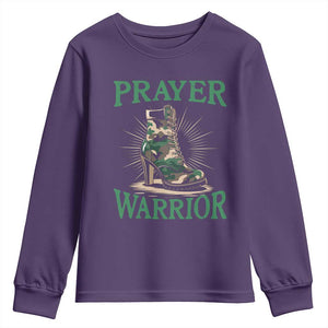 Prayer Warrior Youth Sweatshirt Camo Heels Christian Pray TS09 Purple Print Your Wear