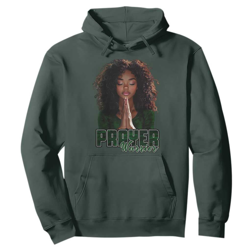 Prayer Warrior Hoodie Camo Black Woman Christian Pray TS09 Dark Forest Green Print Your Wear