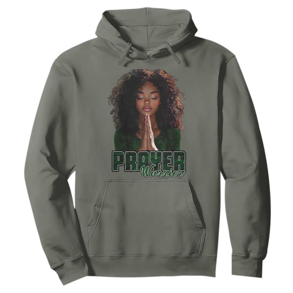 Prayer Warrior Hoodie Camo Black Woman Christian Pray TS09 Military Green Print Your Wear