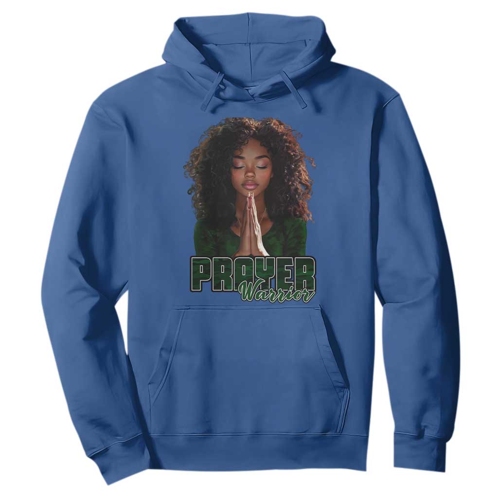 Prayer Warrior Hoodie Camo Black Woman Christian Pray TS09 Royal Blue Print Your Wear
