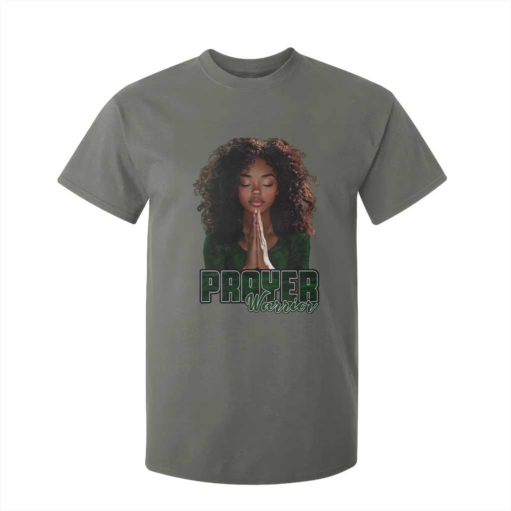 Prayer Warrior T Shirt For Kid Camo Black Woman Christian Pray TS09 Military Green Print Your Wear