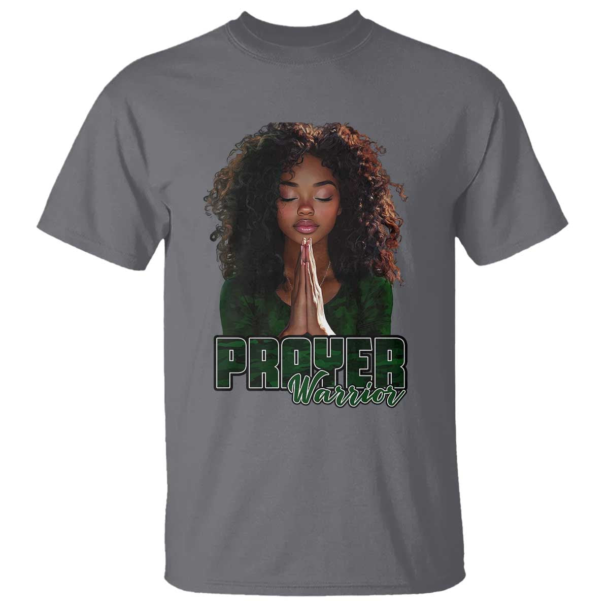 Prayer Warrior T Shirt Camo Black Woman Christian Pray TS09 Charcoal Print Your Wear