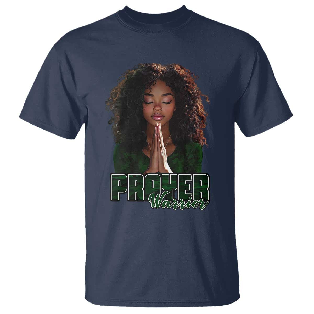 Prayer Warrior T Shirt Camo Black Woman Christian Pray TS09 Navy Print Your Wear