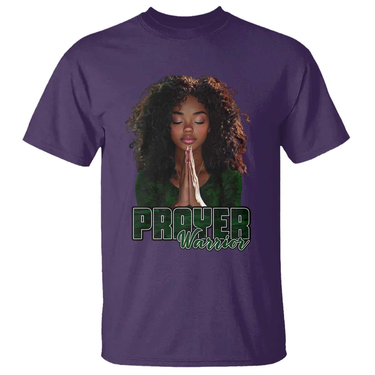 Prayer Warrior T Shirt Camo Black Woman Christian Pray TS09 Purple Print Your Wear