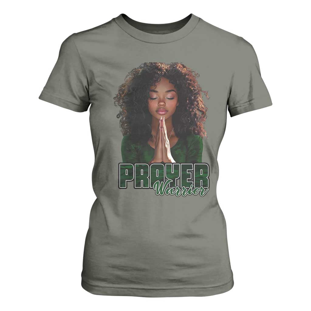 Prayer Warrior T Shirt For Women Camo Black Woman Christian Pray TS09 Military Green Print Your Wear