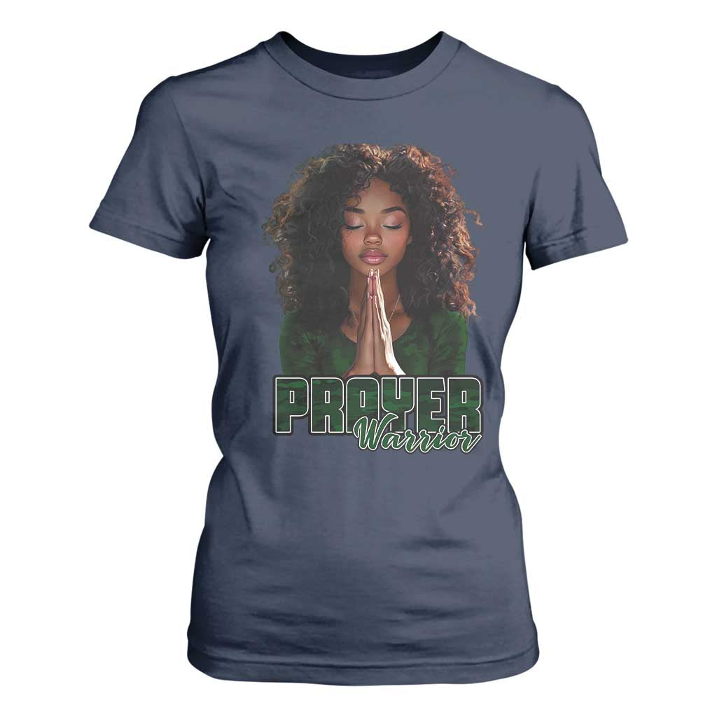 Prayer Warrior T Shirt For Women Camo Black Woman Christian Pray TS09 Navy Print Your Wear