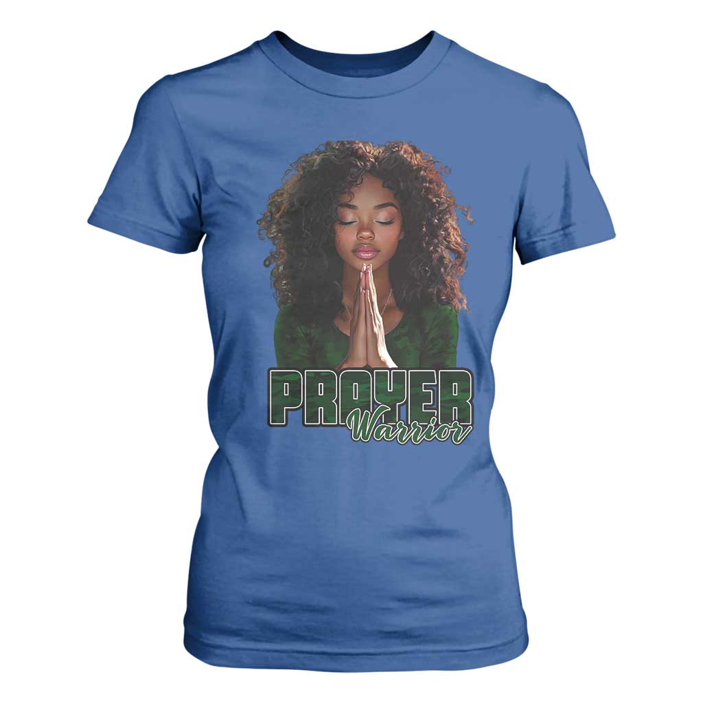 Prayer Warrior T Shirt For Women Camo Black Woman Christian Pray TS09 Royal Blue Print Your Wear