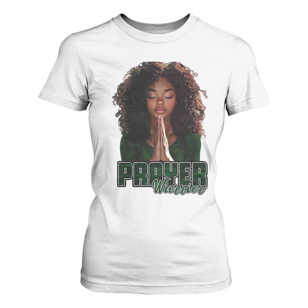 Prayer Warrior T Shirt For Women Camo Black Woman Christian Pray TS09 White Print Your Wear