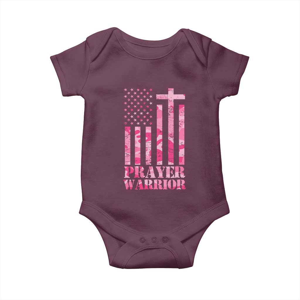 Prayer Warrior Baby Onesie Camo American Flag Christian Pray TS09 Maroon Print Your Wear