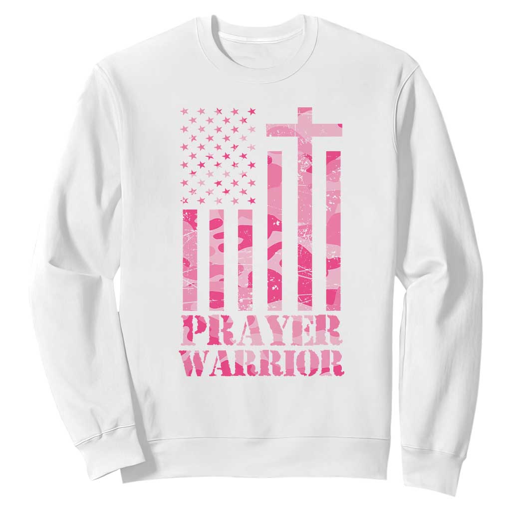 Prayer Warrior Sweatshirt Camo American Flag Christian Pray TS09 White Print Your Wear