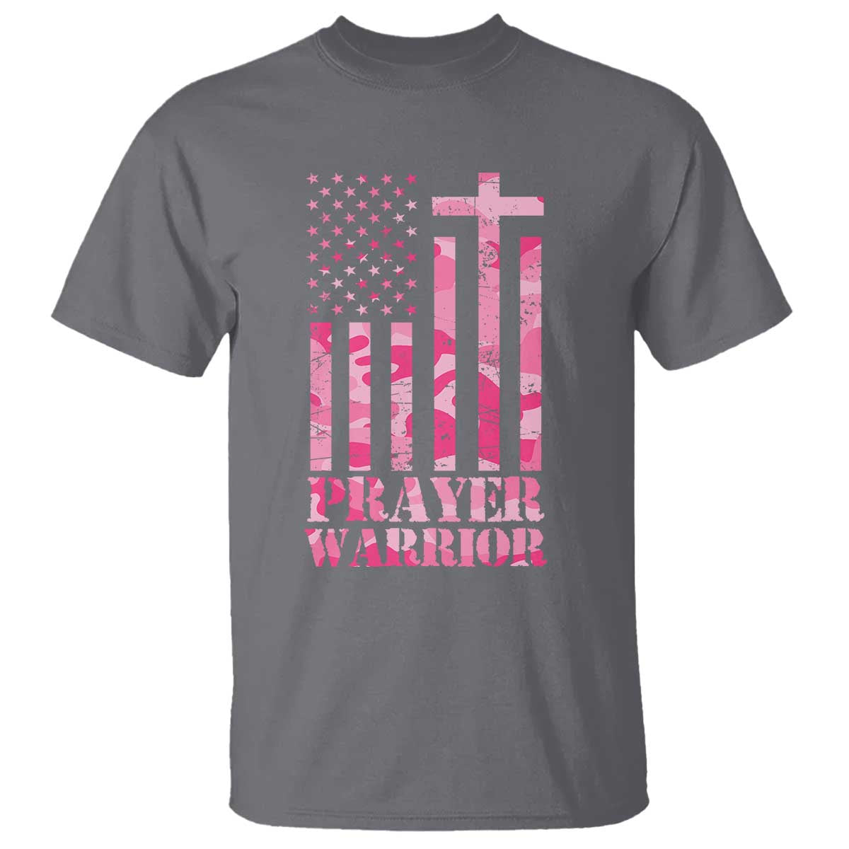 Prayer Warrior T Shirt Camo American Flag Christian Pray TS09 Charcoal Print Your Wear