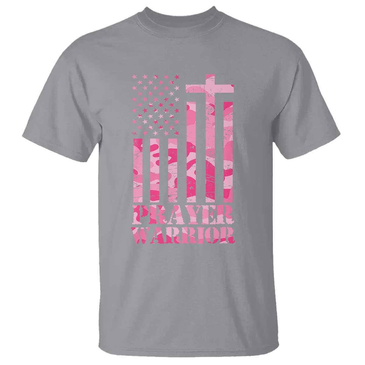 Prayer Warrior T Shirt Camo American Flag Christian Pray TS09 Sport Gray Print Your Wear