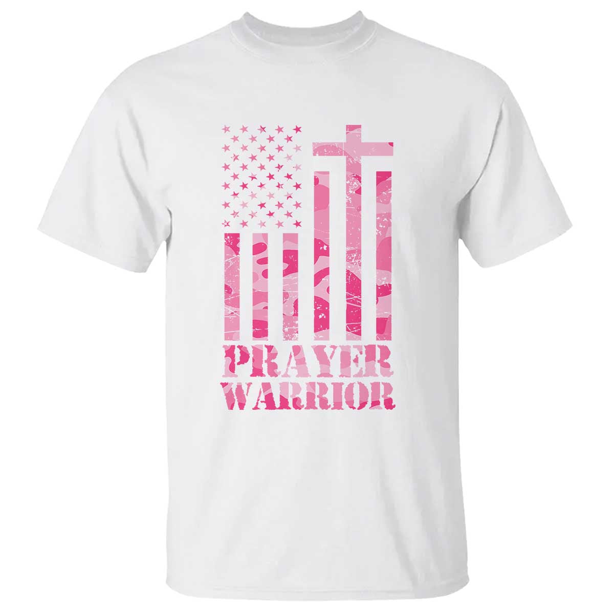 Prayer Warrior T Shirt Camo American Flag Christian Pray TS09 White Print Your Wear