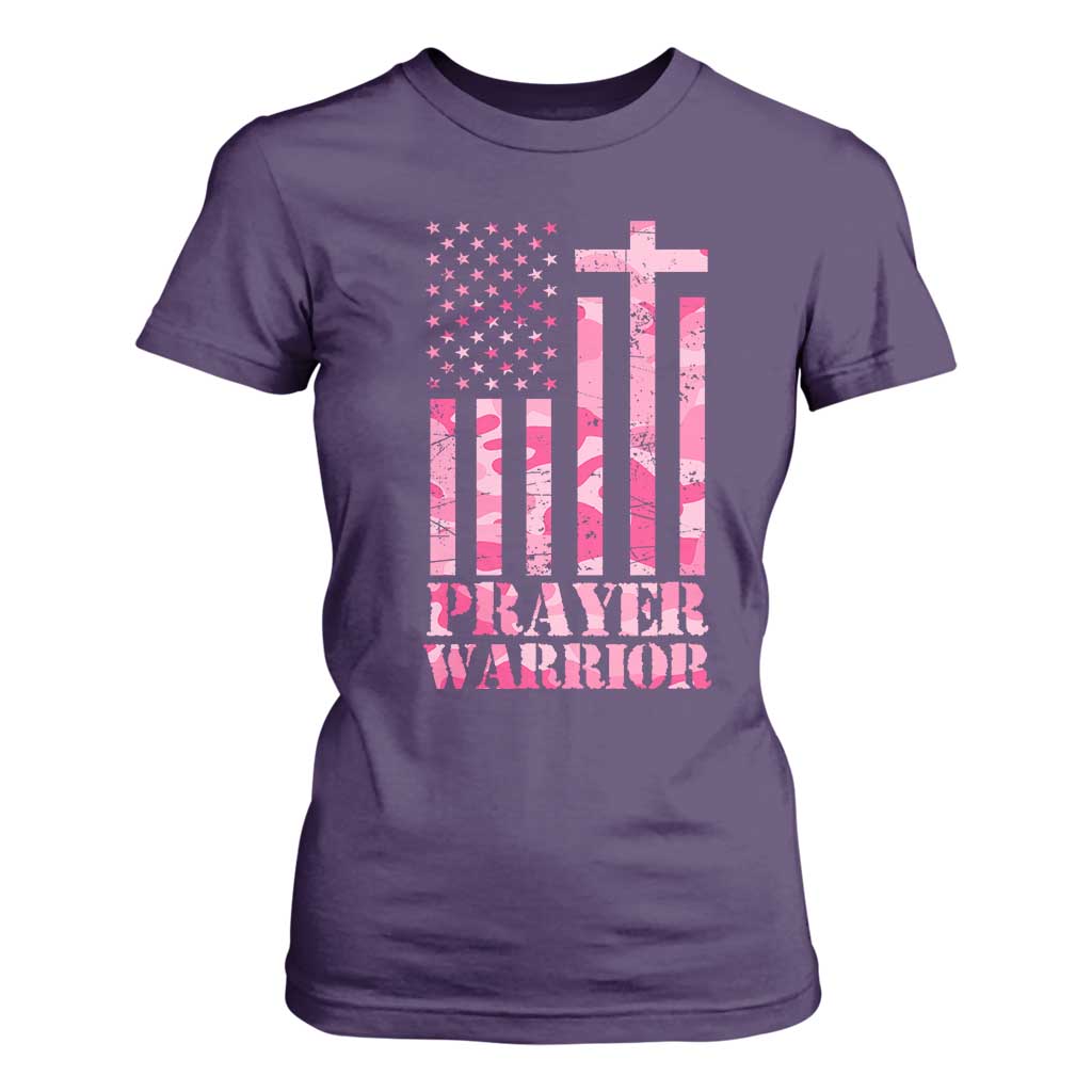 Prayer Warrior T Shirt For Women Camo American Flag Christian Pray TS09 Purple Print Your Wear