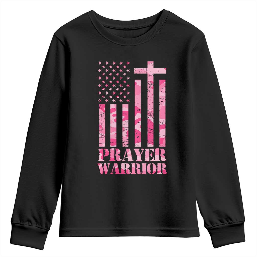 Prayer Warrior Youth Sweatshirt Camo American Flag Christian Pray TS09 Black Print Your Wear