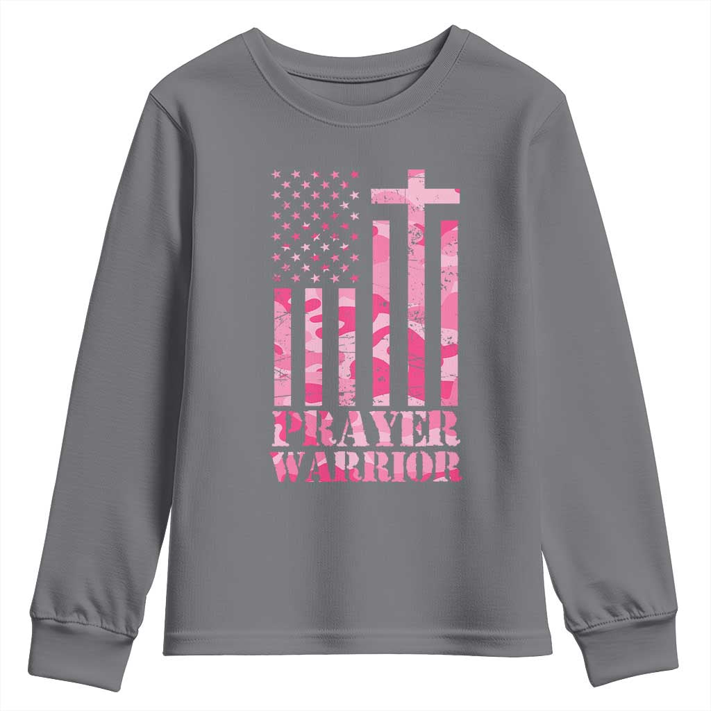 Prayer Warrior Youth Sweatshirt Camo American Flag Christian Pray TS09 Charcoal Print Your Wear