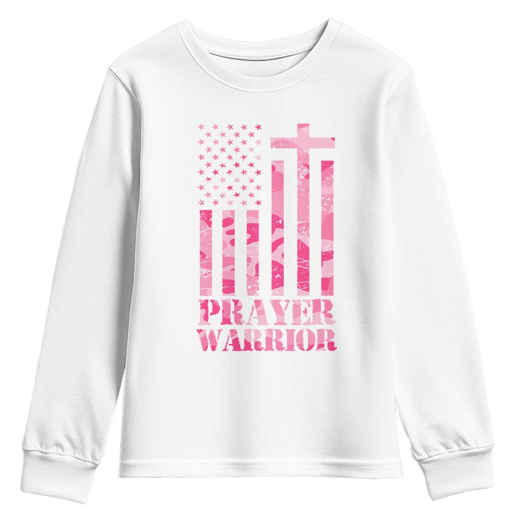 Prayer Warrior Youth Sweatshirt Camo American Flag Christian Pray TS09 White Print Your Wear