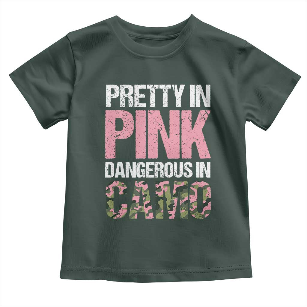 Camo Girl Baby Shirt Pretty Pink Dangerous Camo Hunting Hunter TS09 Dark Forest Green Print Your Wear
