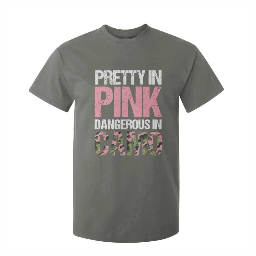 Camo Girl T Shirt For Kid Pretty Pink Dangerous Camo Hunting Hunter TS09 Military Green Print Your Wear