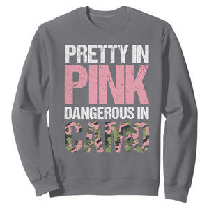 Camo Girl Sweatshirt Pretty Pink Dangerous Camo Hunting Hunter TS09 Charcoal Print Your Wear
