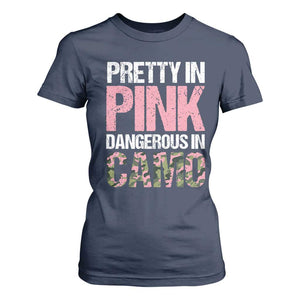 Camo Girl T Shirt For Women Pretty Pink Dangerous Camo Hunting Hunter TS09 Navy Print Your Wear