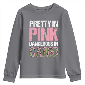 Camo Girl Youth Sweatshirt Pretty Pink Dangerous Camo Hunting Hunter TS09 Charcoal Print Your Wear