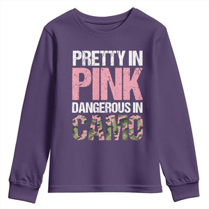 Camo Girl Youth Sweatshirt Pretty Pink Dangerous Camo Hunting Hunter TS09 Purple Print Your Wear