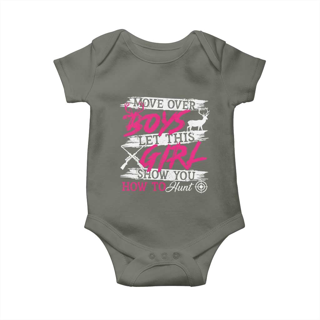 Girl Hunting Baby Onesie Let This Girl Show You How To Hunt TS09 Military Green Print Your Wear