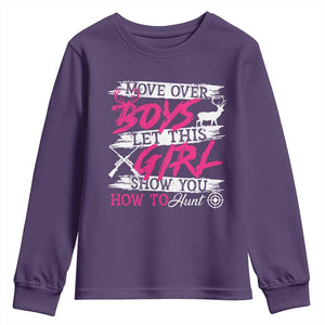 Girl Hunting Youth Sweatshirt Let This Girl Show You How To Hunt TS09 Purple Print Your Wear