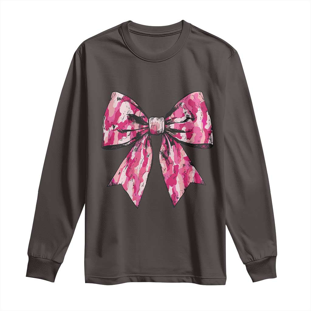 Camo Girl Long Sleeve Shirt Camouflage Bow Coquette Hunting Hunter TS09 Dark Chocolate Print Your Wear