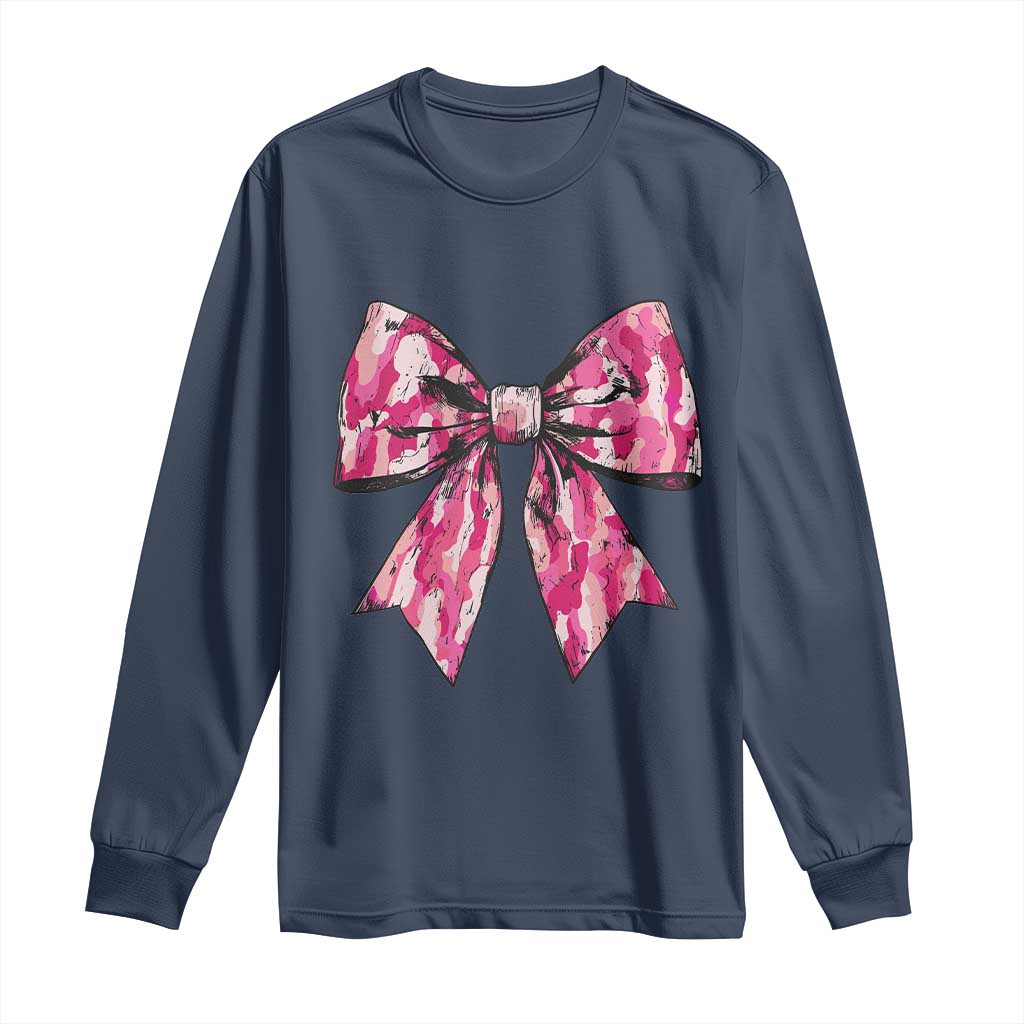 Camo Girl Long Sleeve Shirt Camouflage Bow Coquette Hunting Hunter TS09 Navy Print Your Wear